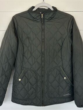 Eddie Bauer Quilted Moss Green Lightweight Zip Jacket, Size Medium